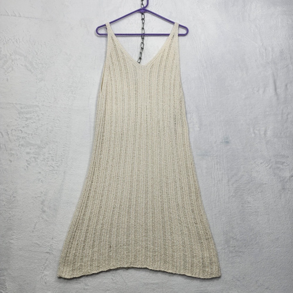 NEW Wild Fable Dress Womens 2XL Cream Open Knit V-Neck Strappy Midi Casual Beach